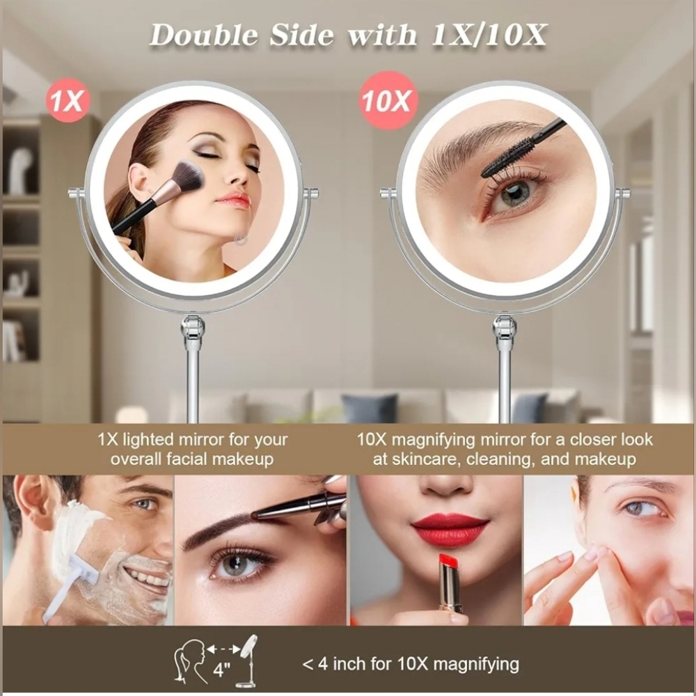 9" led makeup mirror double sided magnifying - Picture 7 of 8